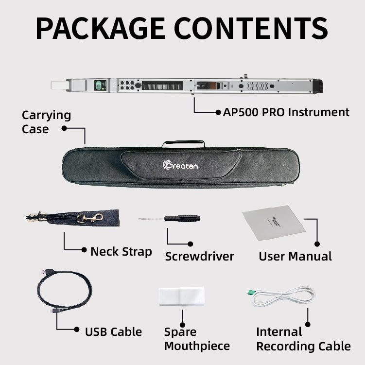 Greaten AP500 Pro Electronic Wind Instrument, 120 Sounds, Voice Control, Dual Sounds, Bluetooth
